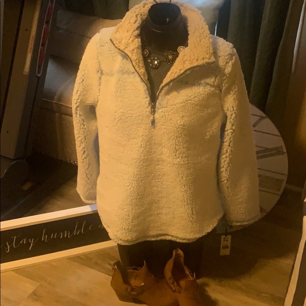 Green Tea fluffy soft Sherpa two tone jacket